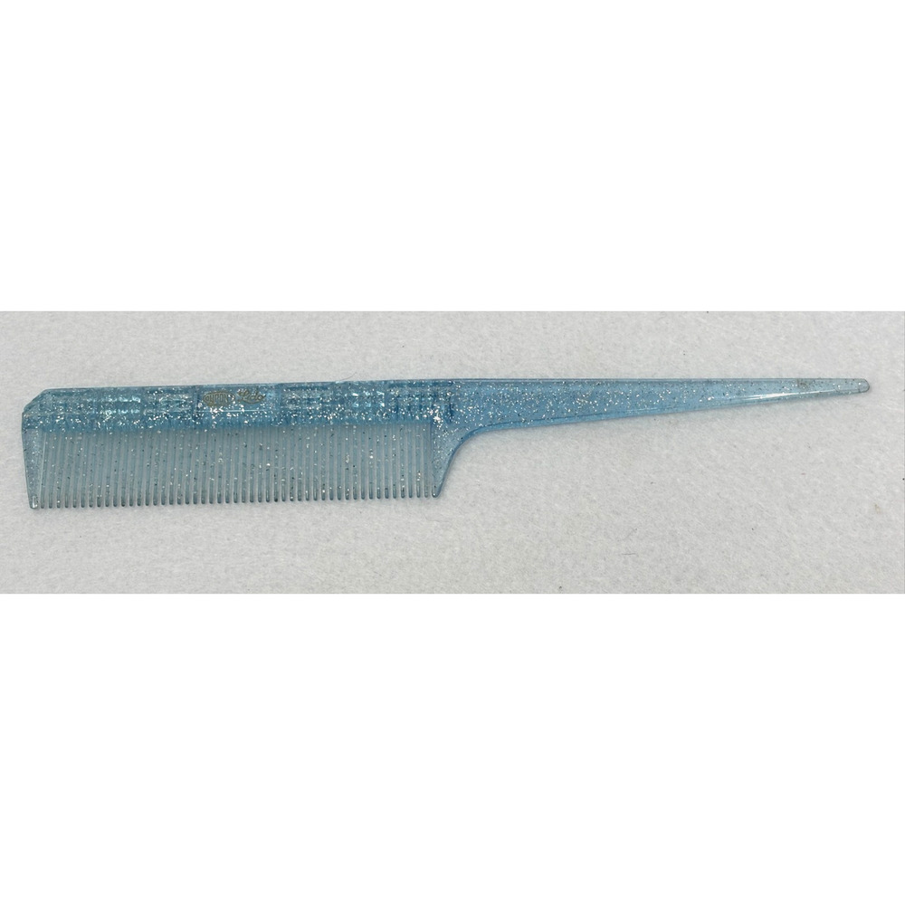 Vintage Blue Lucite Curl Comb Dupont Lido Rat Tail MCM Deco‎ Style USA 6.5"